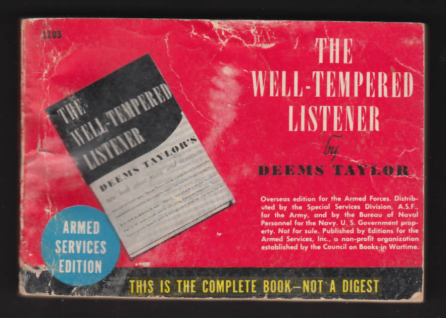 Image for ASE 1103 Deems Taylor: The Well-Tempered Listener: Armed Services Edition