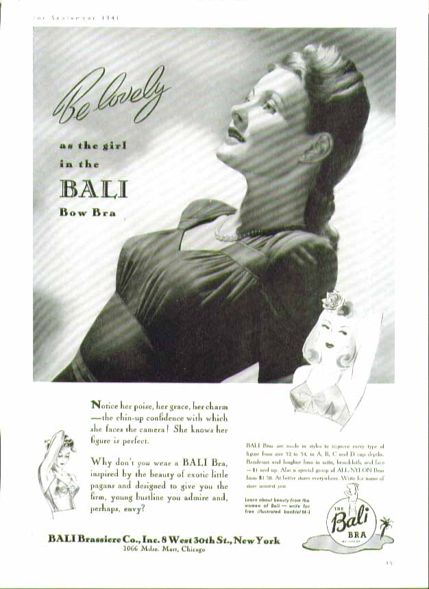 Be lovely as the girl in the Balie Bow bra ad 1941