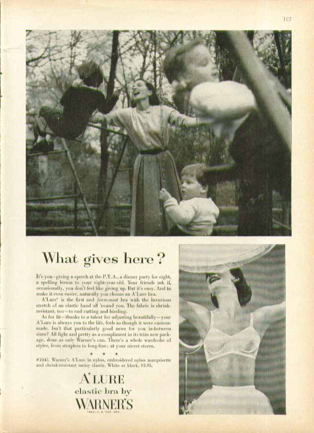 What gives here? Warner's A'Lure bra ad 1955