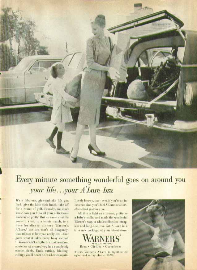 Every minute something wonderful goes on around you Warner's A'Lure bra ad  1955