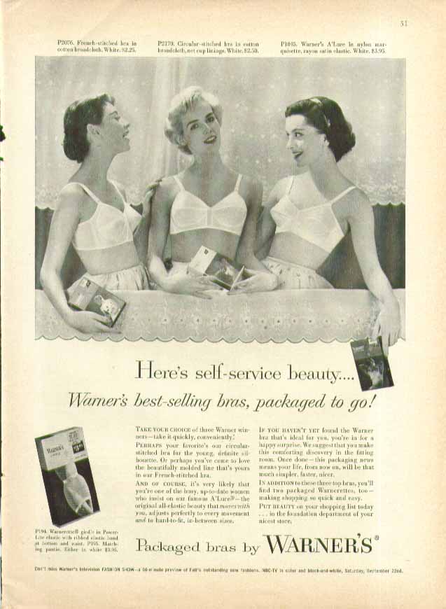 Here's self-service beauty Warner's bra ad 1956