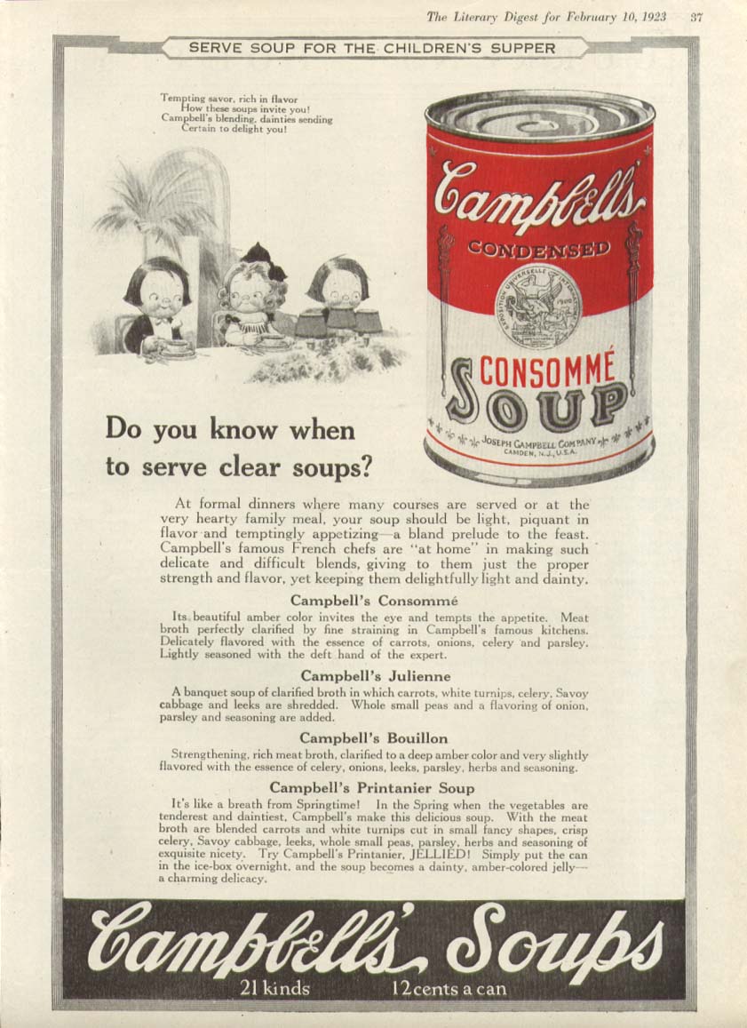 Image for Dainties Delight Campbell's Consomme Soup ad 1923