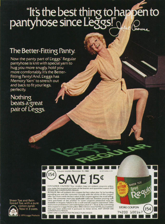 Juliet Prowse for L'Eggs Pantyhose ad 1979