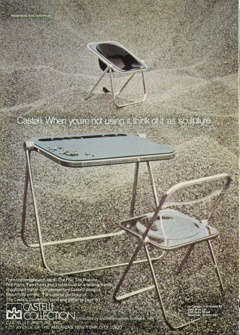 Image for Gian Carlo Piretti chairs & table for Castelli ad 1974