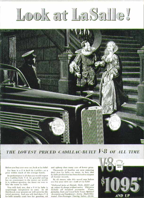 Image for Look at La Salle! Lowest price Cadillac-built V-8 of all time ad 1937