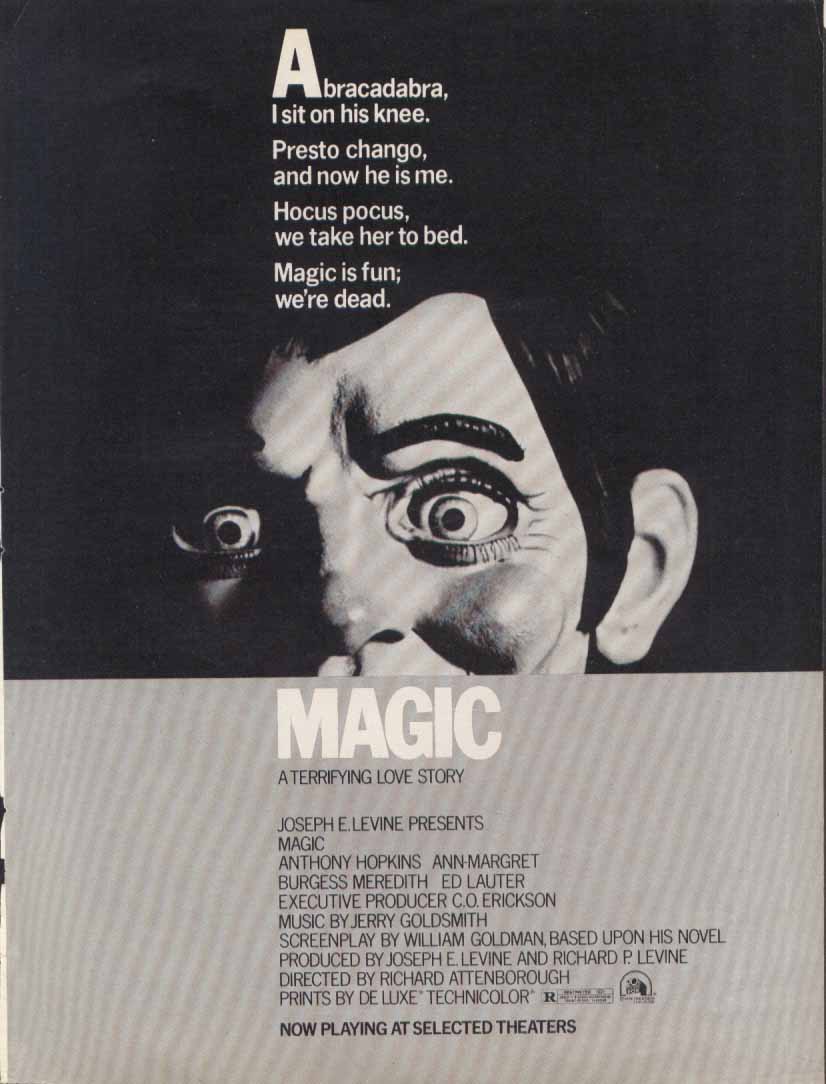 Image for Anthony Hopkins Ann-Margret Ed Lauter Magic ad 1979