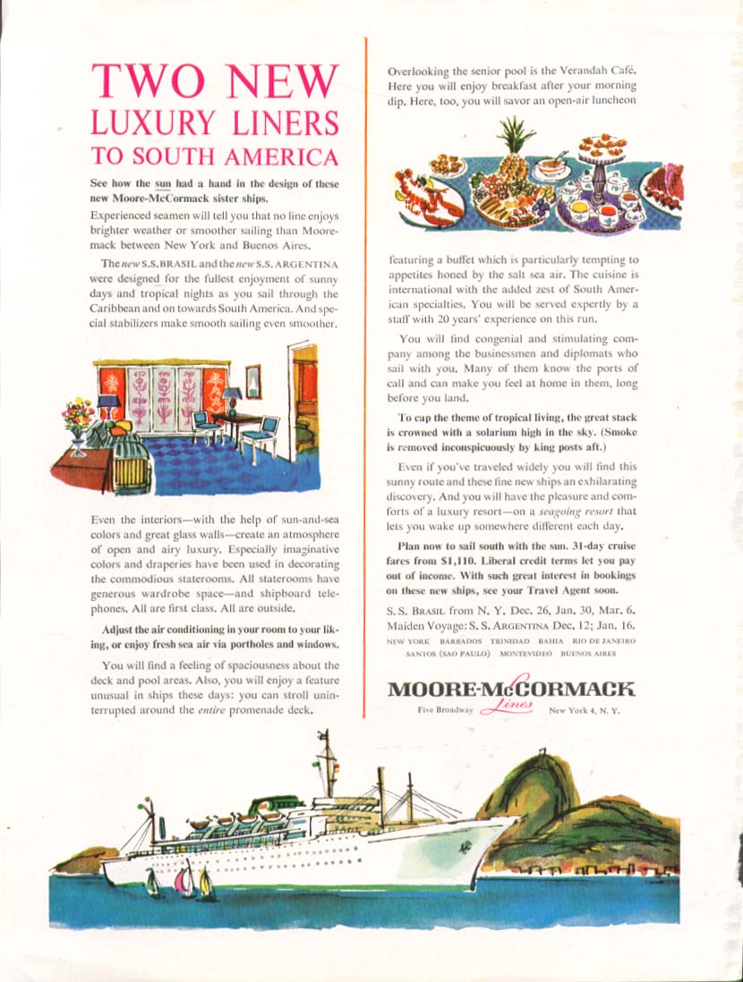 Image for 2 new liners S S Brasil Argentina Moore-McCormack 1958
