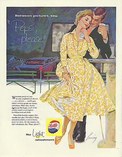 Image for Between pictures, say Pepsi-Cola ad 1958 Drive-In Movie Levering art