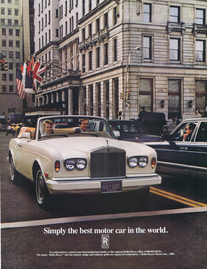 Image for Simply the best motor car in the world. Rolls-Royce ad 1986