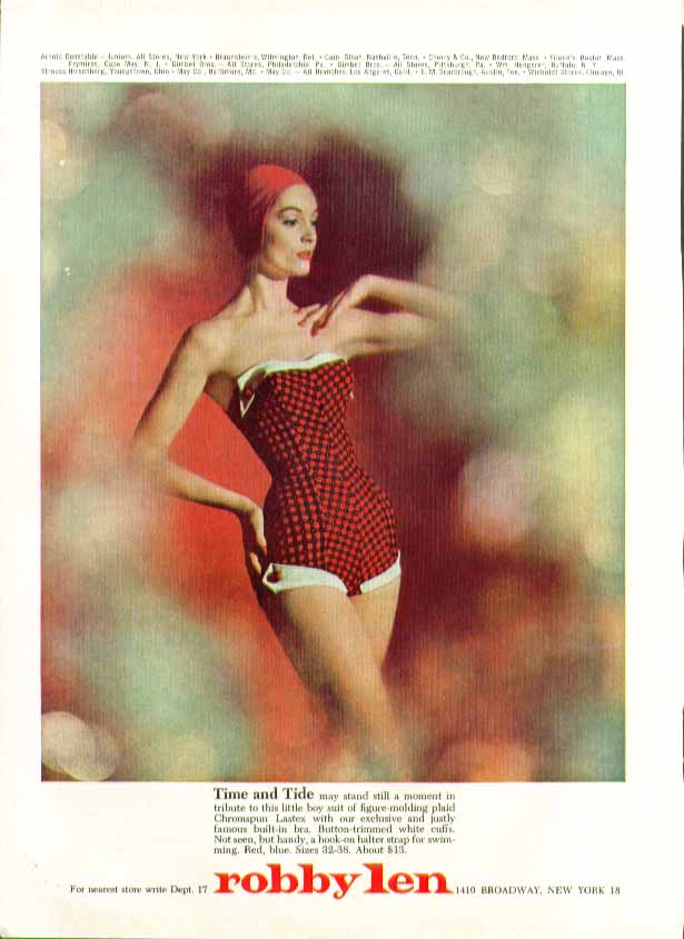 Time and Tide may stand still a moment in tribute Robby Len swimsuit ad 1958