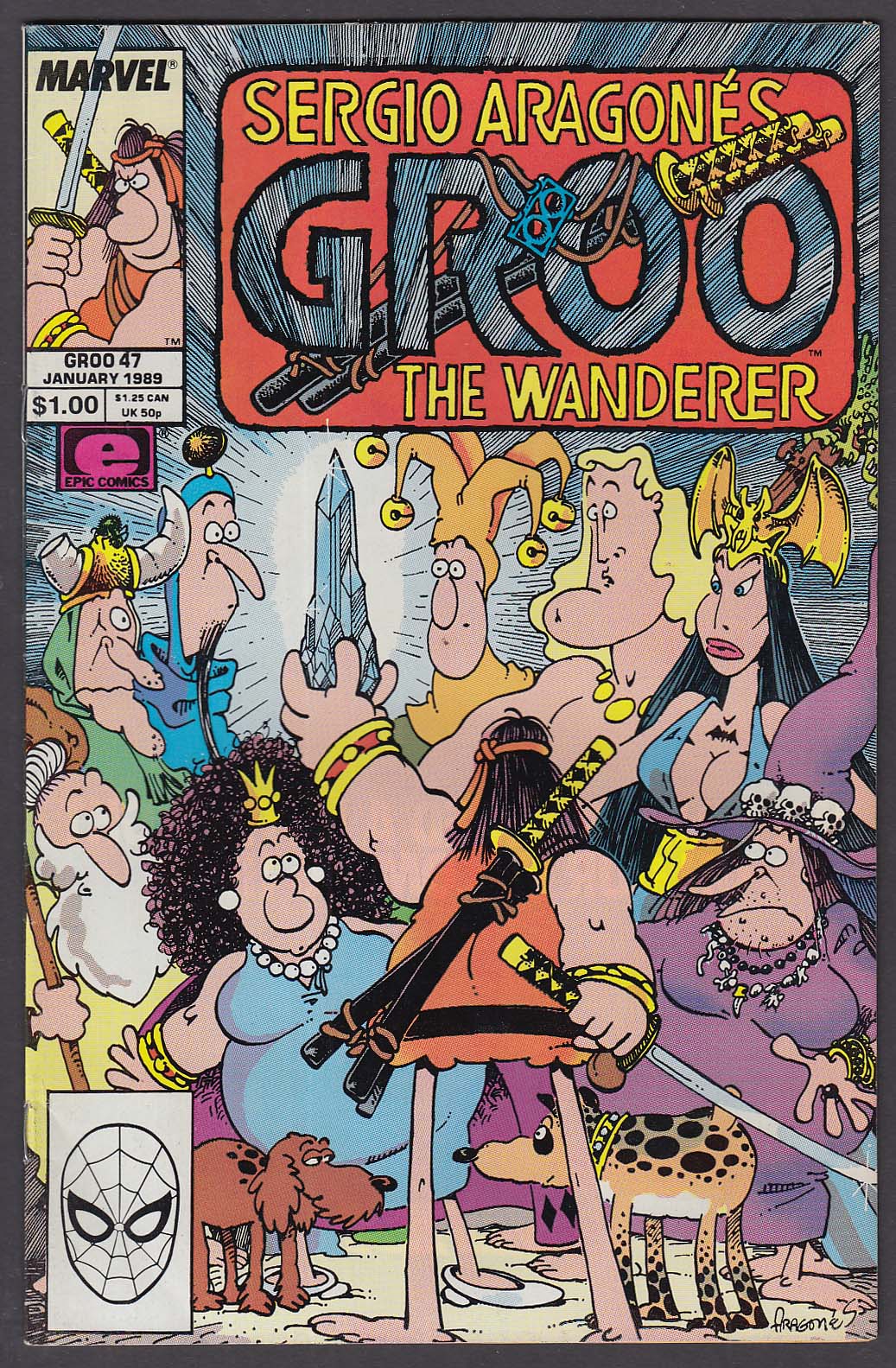 Image for Sergio Aragones GROO the WANDERER #47 Marvel comic book 1 1989.