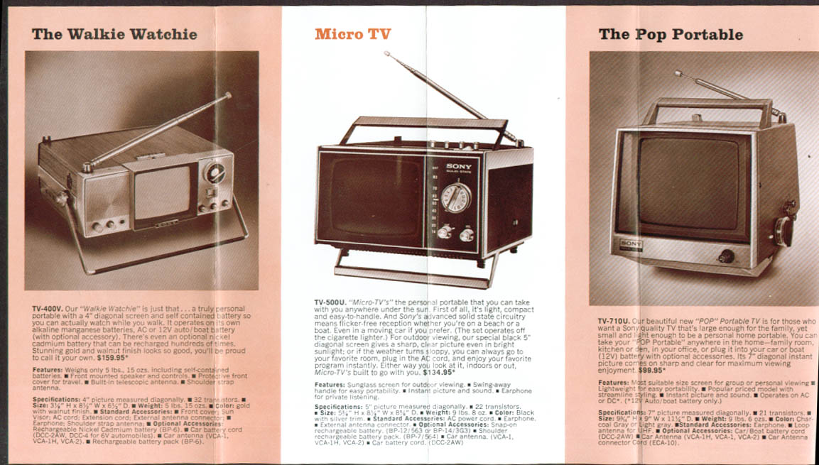 Sony Solid-State Television catalog folder 1969