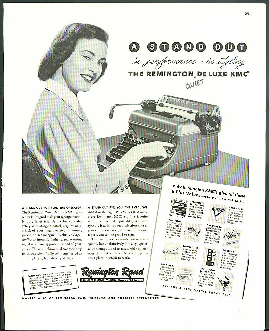 Image for A Stand Out in performance Remington De Luxe Typewriter ad 1948