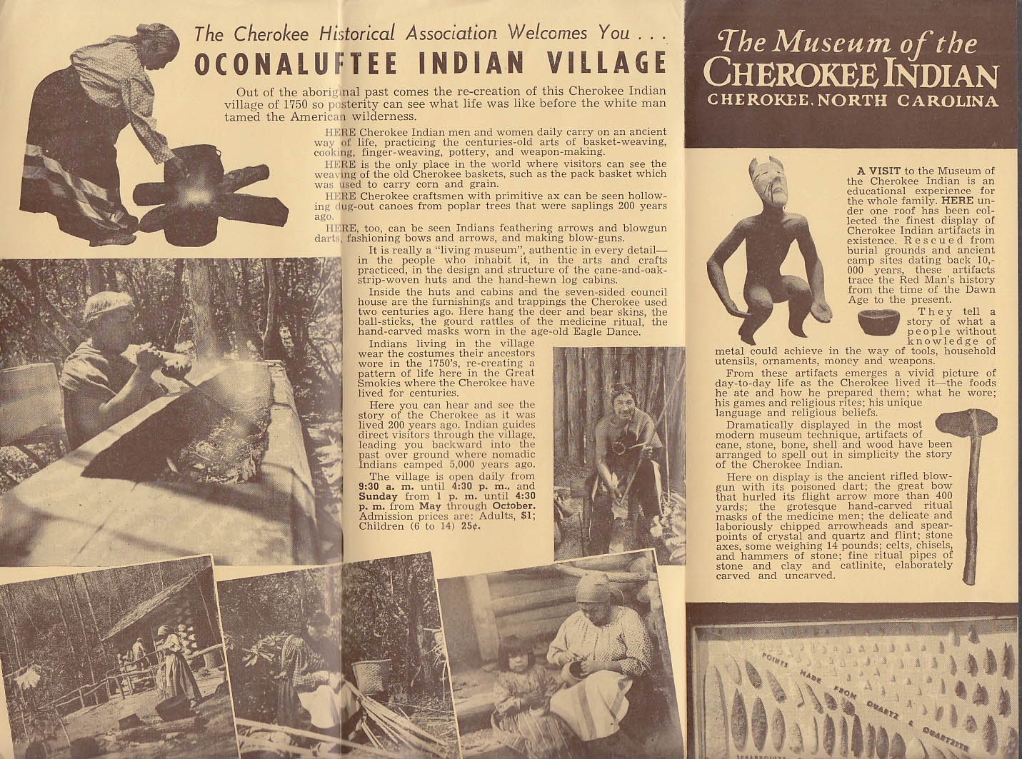 Oconaluftee Indian Village Tourism Folder Cherokee Nc Ca 1930s