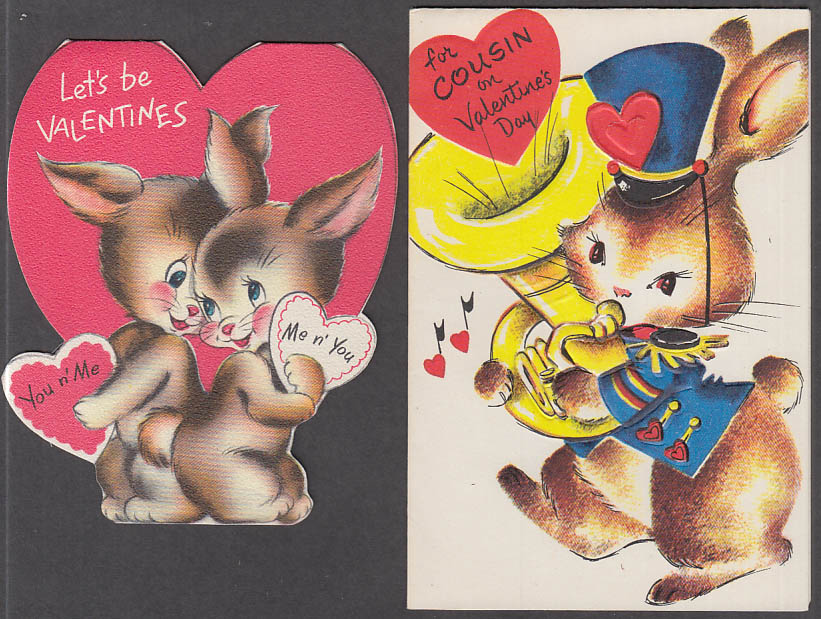 CUTE Lot of 4 Vintage VALENTINES Cards With DOGS 