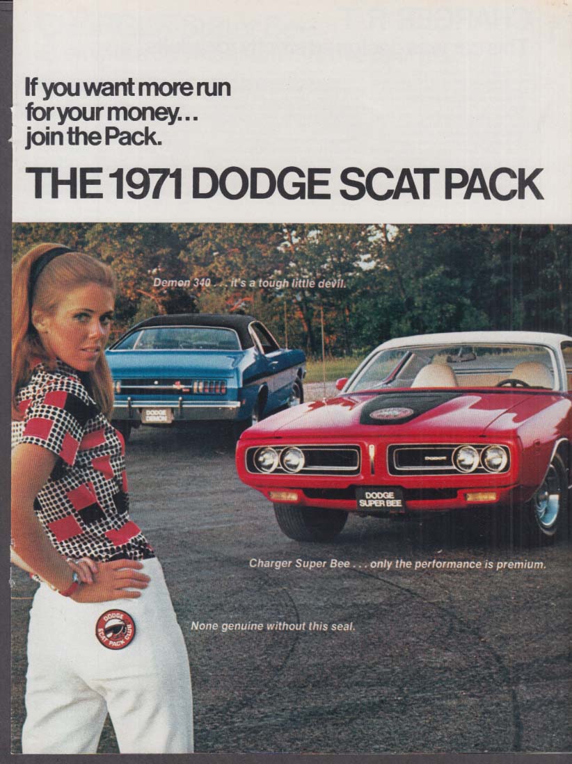 Image for 1971 Dodge Scat Pack ad insert Super Bee Demon 340 Challenger Charger