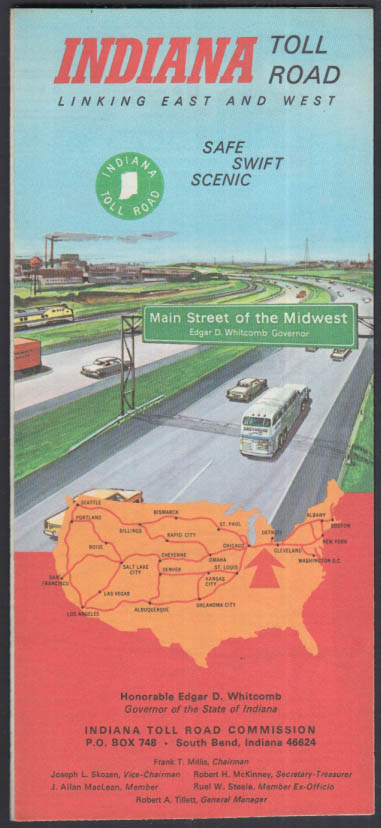Indiana Toll Road Map Linking East And West 1970
