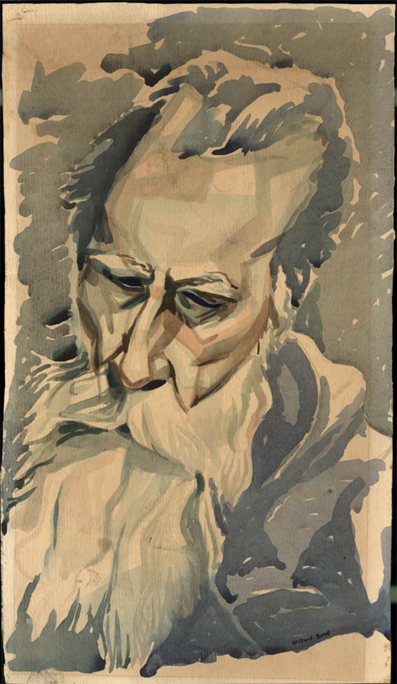 Image for Willard Bond ORIGINAL watercolor portrait bearded old man sea captain? c 1960s