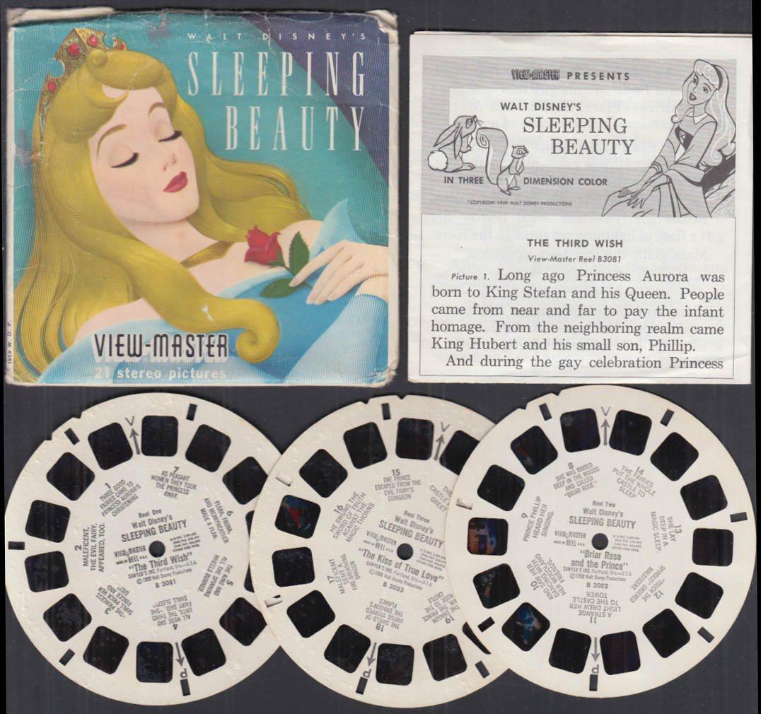 Walt Disney's Sleeping Beauty View-Master set of 3 reels, folder