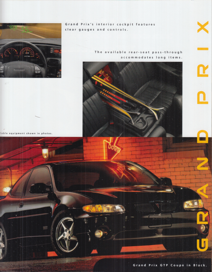 1999 PONTIAC GRAND PRIX GP SPEC SHEET / Brochure / Pamphlet 