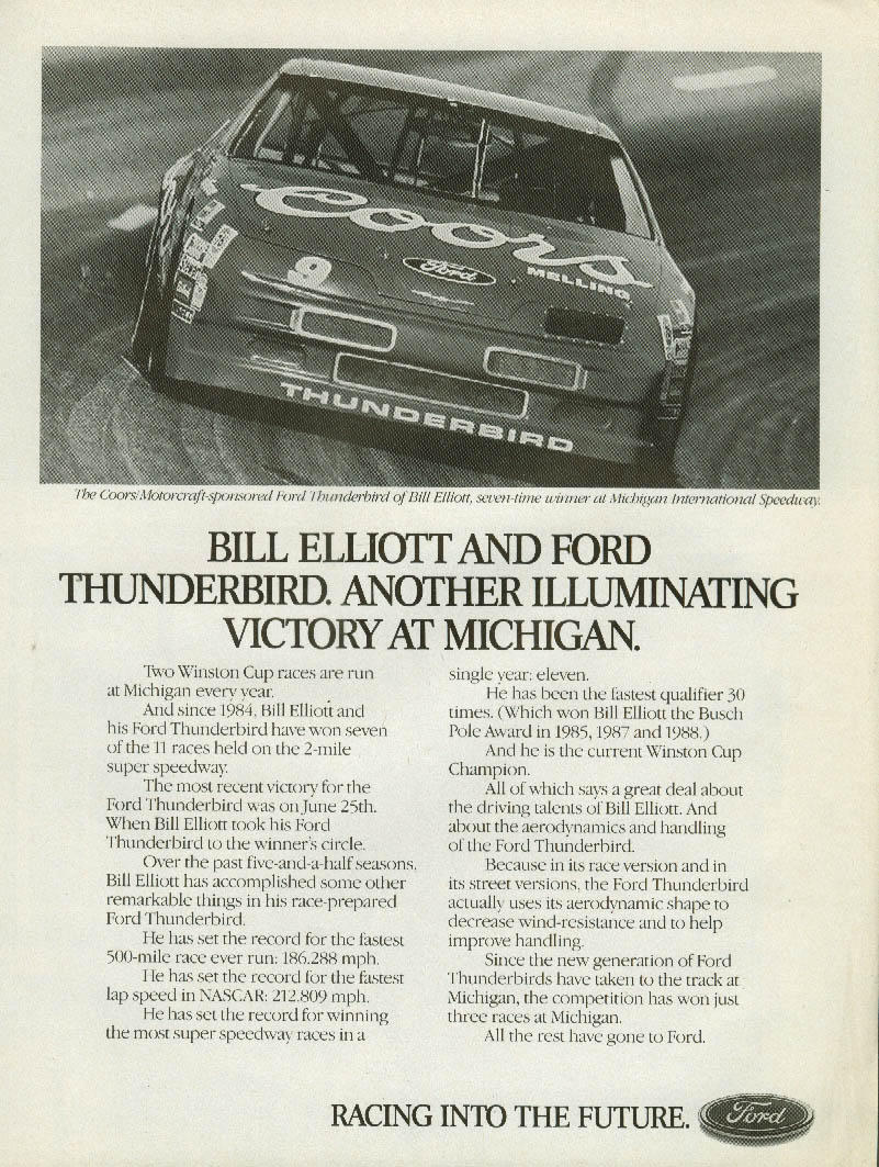Image for Bill Elliott & Ford Thunderbird Victory at Michigan ad 1989