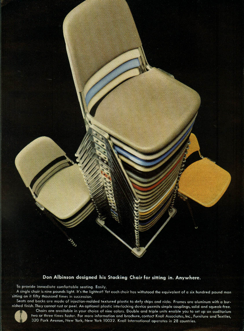 Image for Don Albinson designed his Stacking Chair for sitting Knoll Associates ad 1967