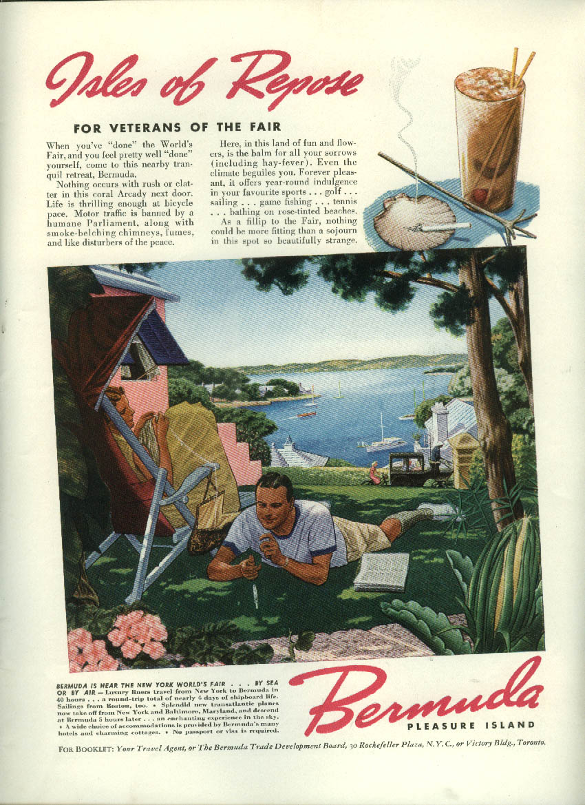 Image for Isles of Repose for Veterans of NY World's Fair Bermuda Tourism ad 1939