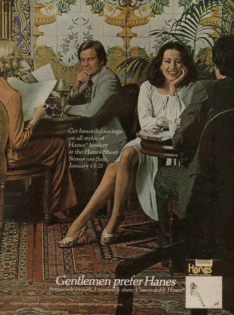 At The Restaurant Gentlemen Prefer Hanes Pantyhose Ad 1978