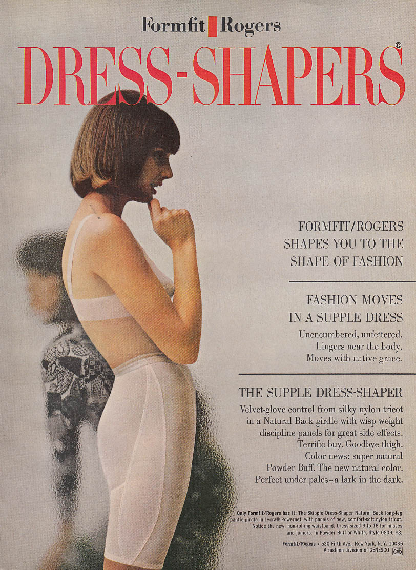 Shapes you to the shape of fashion Formfit Rogers Dress-Shapers girdle ad  1965