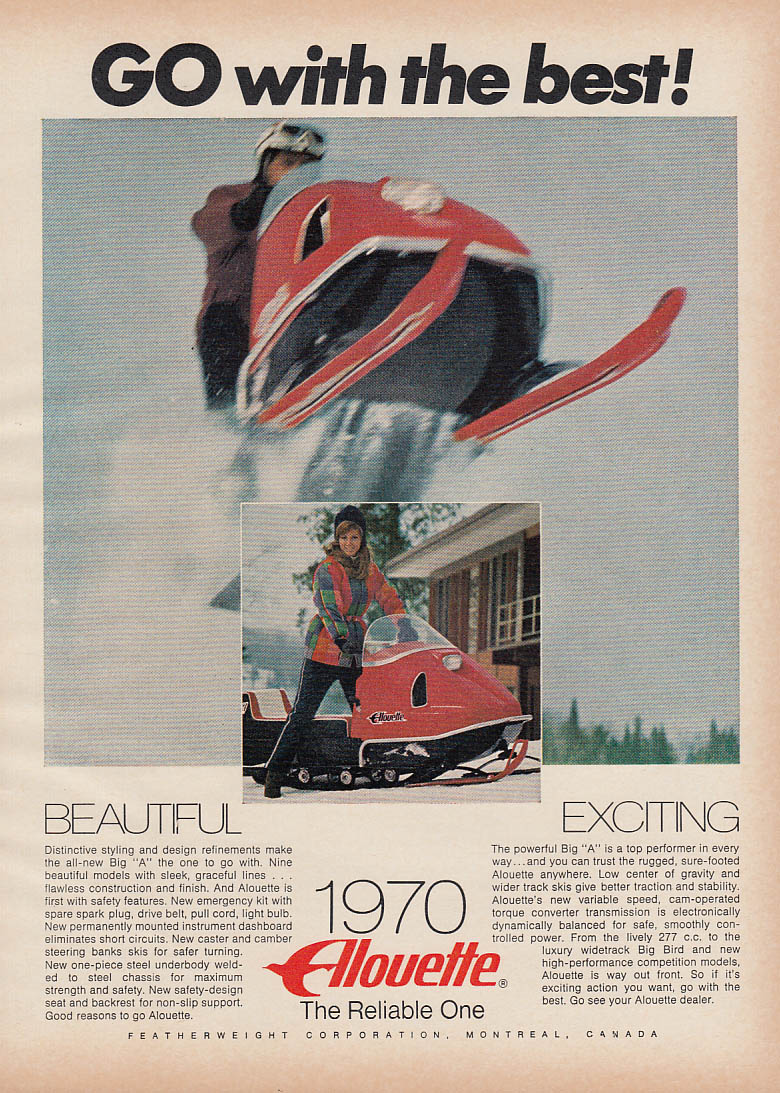 Image for Go with the best! Beautiful Exciting Alouette snowmobile magazine ad 1970