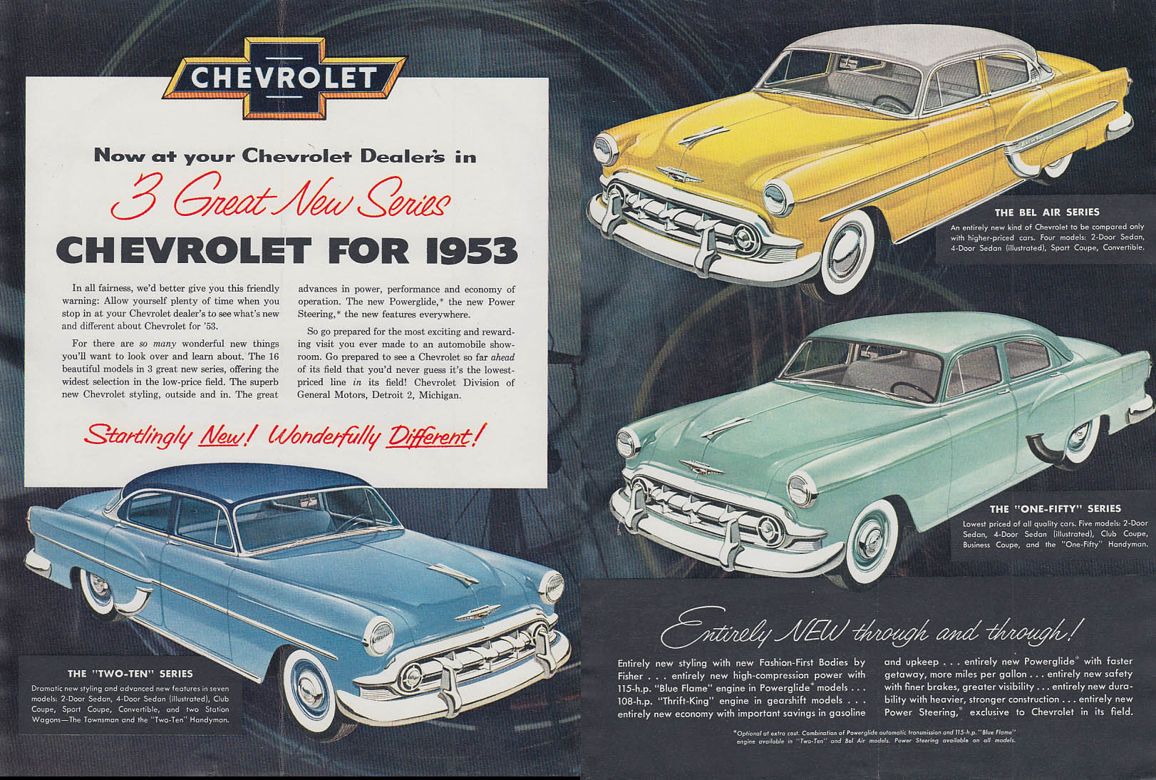 Image for 3 Great New Series Chevrolet Bel Air Two-Ten One-Fifty ad 1953 CF