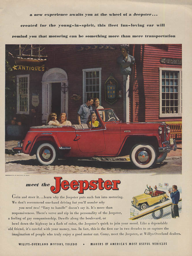 Image for A new experience awaits you at the wheel of Willys Jeepster ad 1949 L