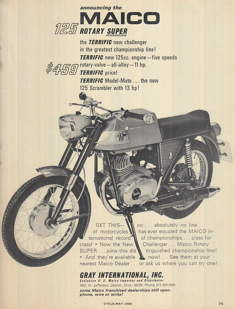 Image for Announcing the Maico 125 Rotary Super motorcycle Gray International ad 1966