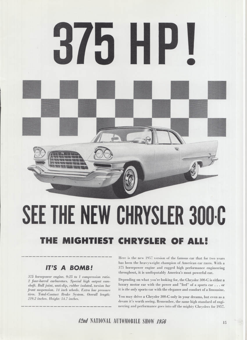 Image for 375 HP! See the new Chrysler 300-C Mightiest of All ad 1957