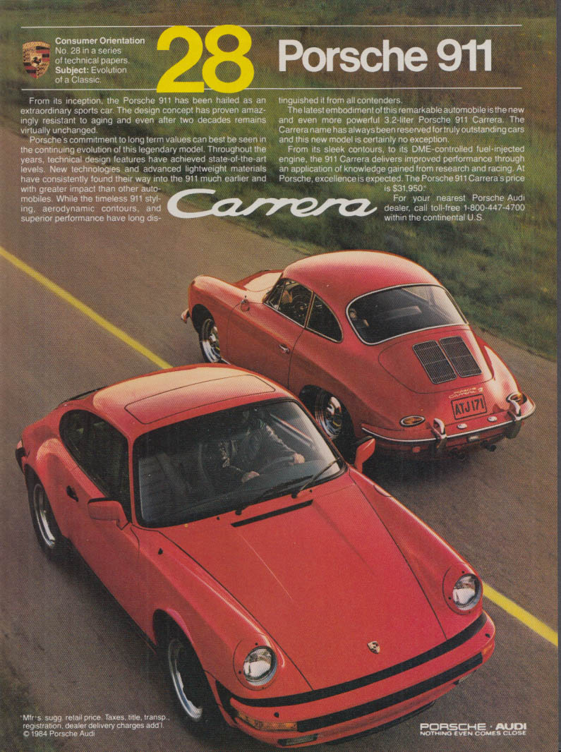 Image for Consumer Orientation #28: Porsche 911 Carrera ad 1984 RT