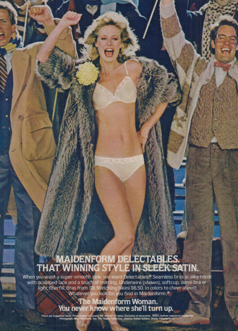 Maidenform Delectables - winning style in sleek satin bra panties ad 1983  var