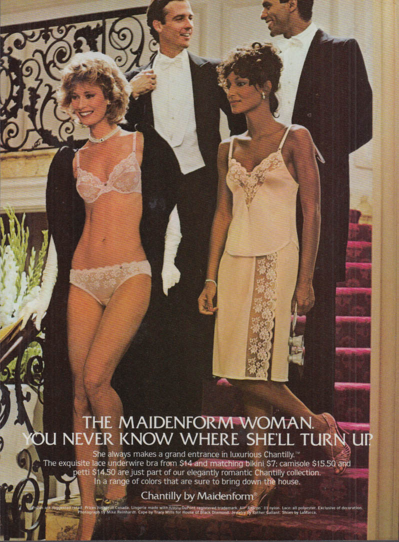 Maidenform Woman You never know where she'll turn up bra panties ad 1983  formal