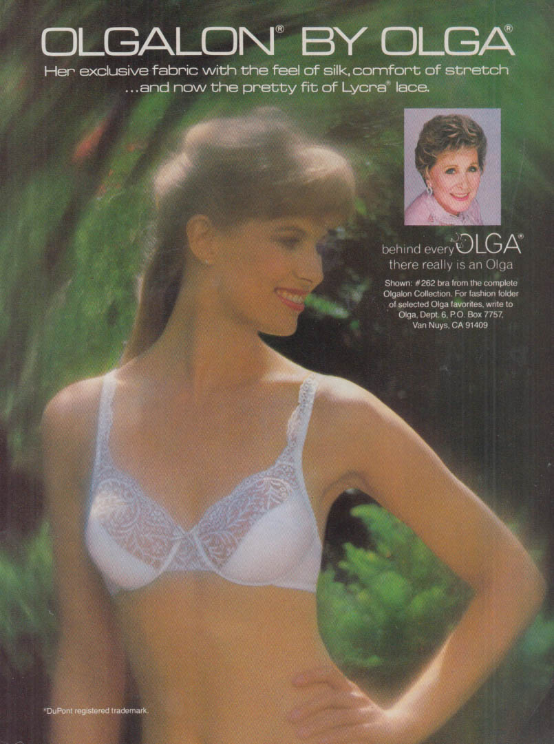 Exclusive fabric with the feel of silk Olgalon Bra by Olga ad 1984