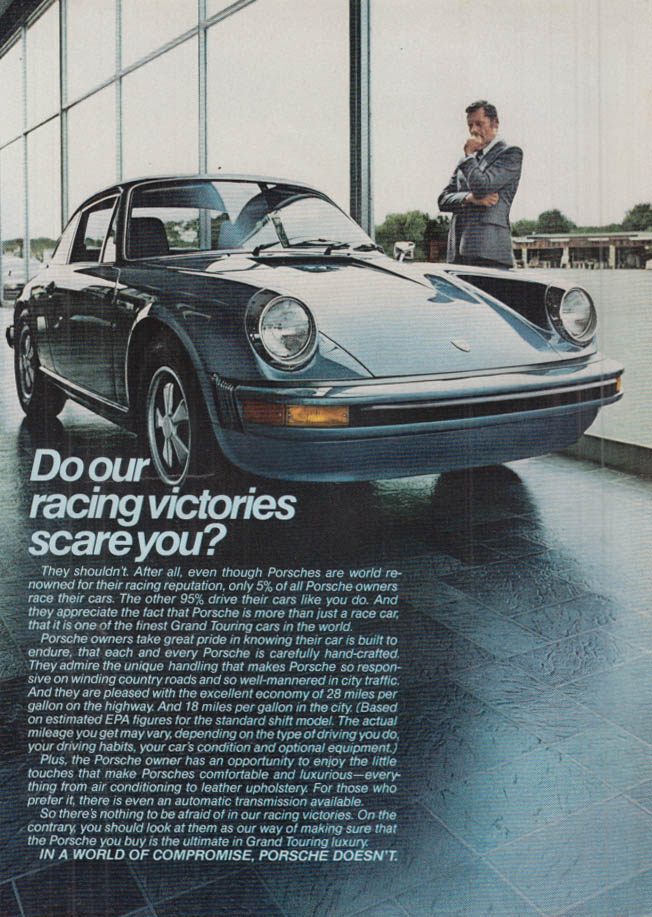Image for Do our racing victories scare you? Porsche 911 ad 1976 NY
