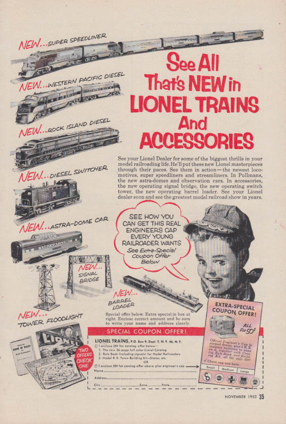 Image for All that's new in Lionel Electric Trains Western Pacific Rock Island ad 1952
