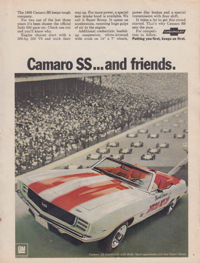 Image for Camaro SS and friends Indianapolis 500 Pace Car ad 1969 HR