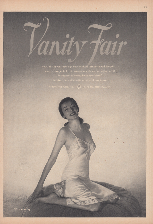Your best-loved lacy slip in three lengths Vanity Fair ad 1945 NY