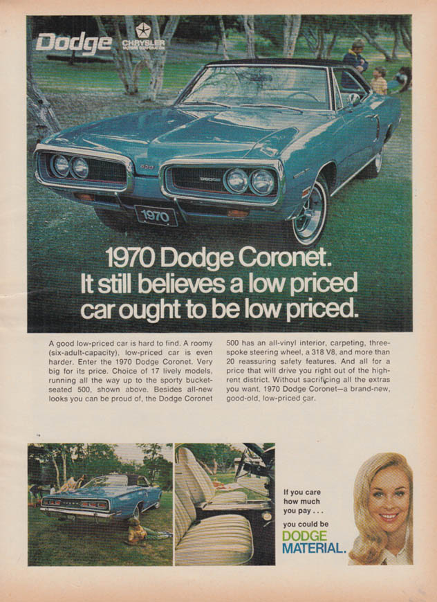 Image for A low priced car ought to be low priced Dodge Coronet ad 1970 OL