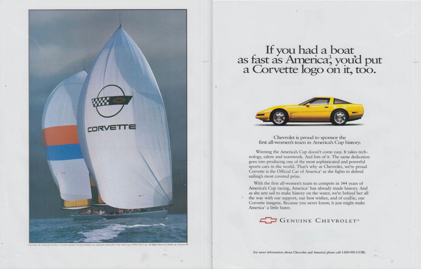 Image for A boat as fast as America, you'd put a Corvette logo on it ad 1995