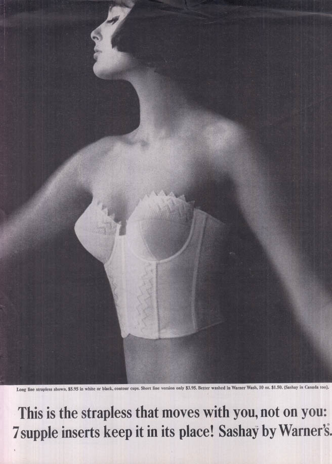 The strapless bra that moves with you not on you Warner's Sashay ad 1961 NY