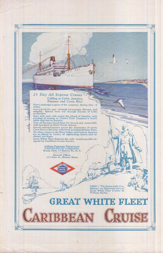 Image for 23 Day All Expense Cruises Cuba Panama + Great White Fleet ad 1912
