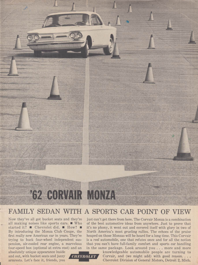 Image for Family sedan with a sports car point of view Chevrolet Corvair Monza ad 1962