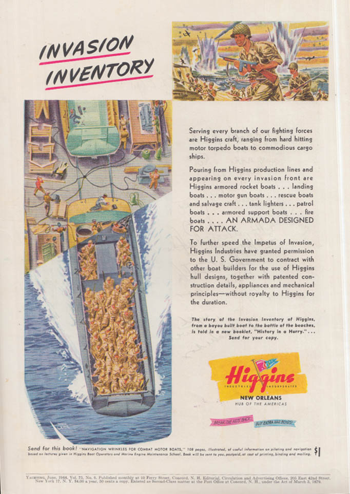 Image for Invasion Inventory - Higgins US Navy Landing Craft ad 1944 Y