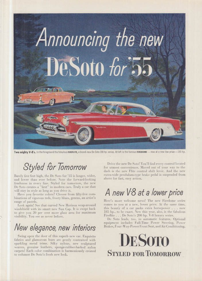 Image for Announcing the new De Soto Fireflite & Firedome ad 1955 NY