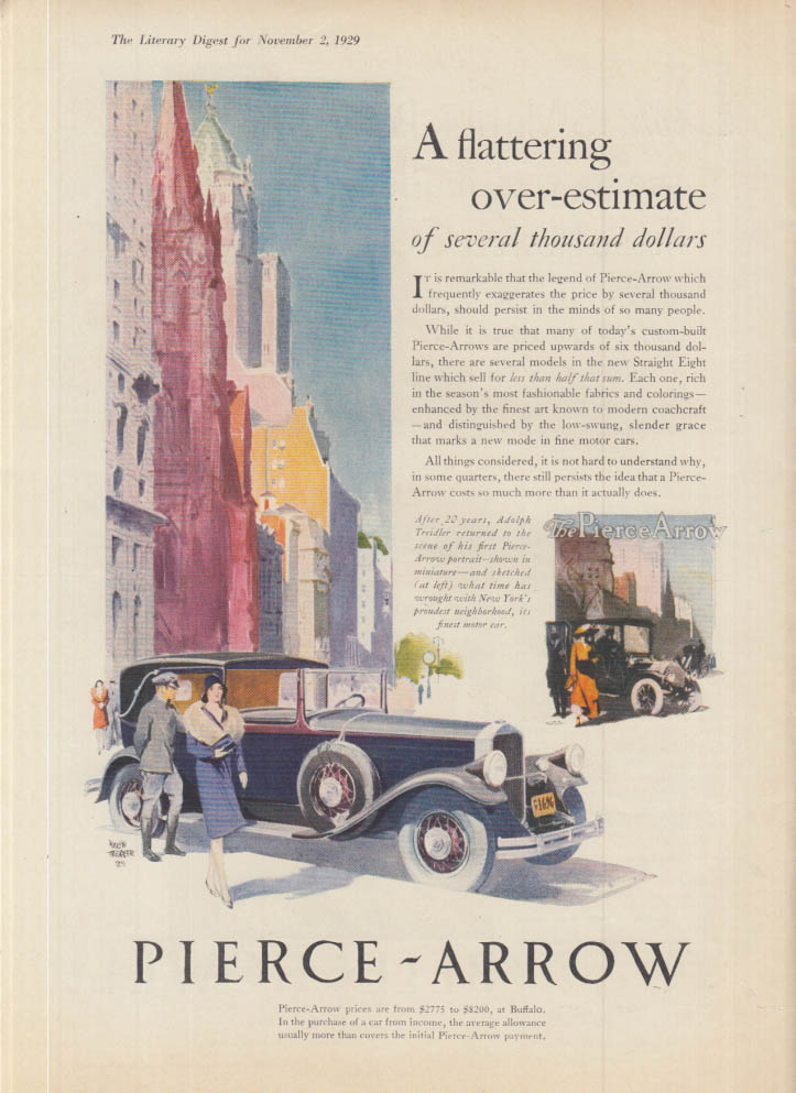 Image for A flattering over-estimate - Pierce-Arrow Town Car ad 1929 1930 LD